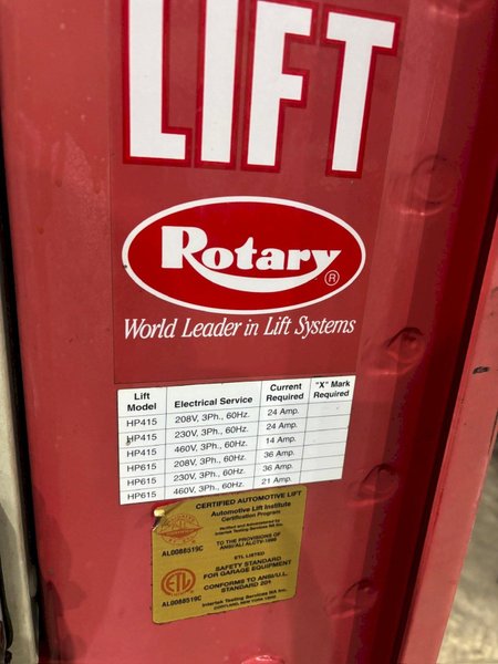 (6) 15,000 LBS ROTARY MODEL #HP615-100 AUTOMOTIVE COLUMN LIFT JACKS: YOBRO #24527