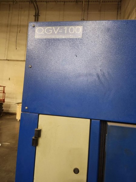 100 HP Quincy QGV-100 Variable Speed Air Compressor W/ Tank, 2006