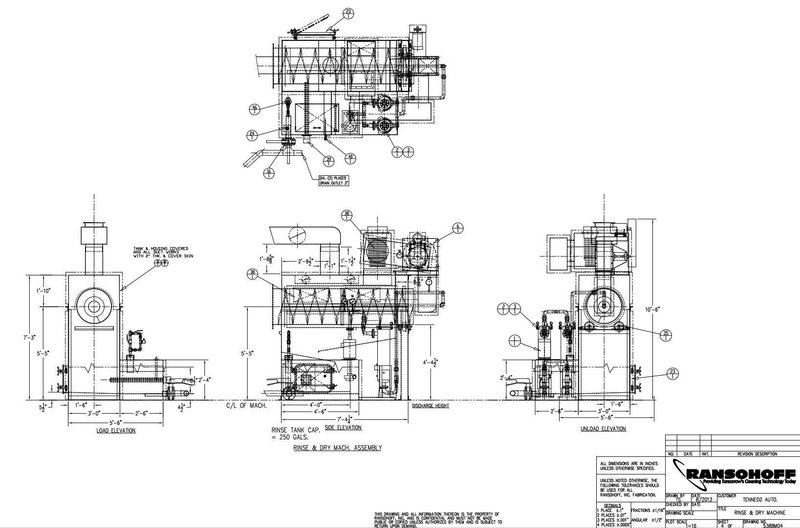 48" X 3-STAGE RANSOHOFF ROTARY DRUM BATCH AUTOMATIC PARTS DEBURR &amp; WASHER SYSTEM, NEW 2013: YOBRO #24300
