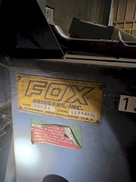 Fox  model G60S2 30" right hand snag grinder s/n 12794921 with safety guard