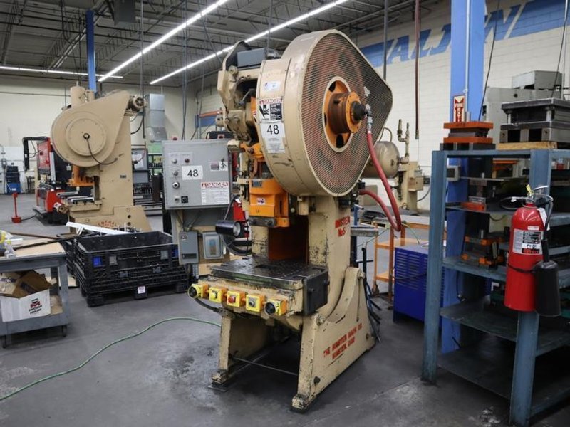 Minster No5 OBI Punch Press, 45 Ton, Single Crank, FLywheel, Air-Clutch, Dual Palms- Auction Item