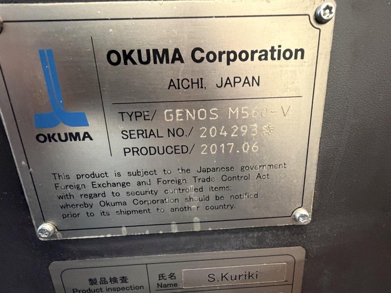 2017 Okuma M560-V CNC Vertical Machining Center