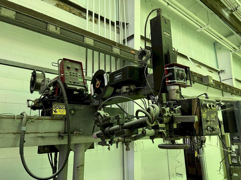 20&#039; RANSOME RAIL MOUNTED WELDING MANIPULATOR WITH LINCOLN WELDERS: STOCK #17950