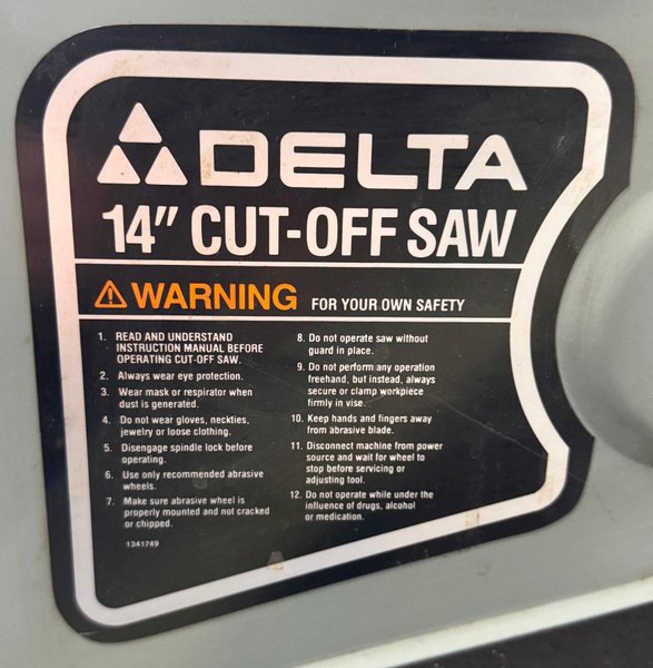 14" Delta Abrasive Cut-Off Saw Model 20-150, Stand, 1 Phase