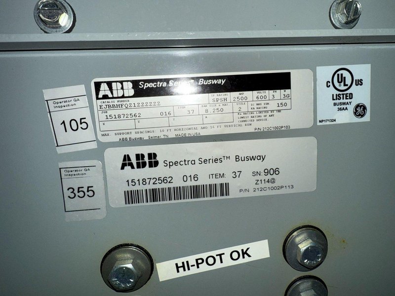 ABB 2500A Spectra Series Copper Center Tap Box 600V, 3PH, 3G NEW