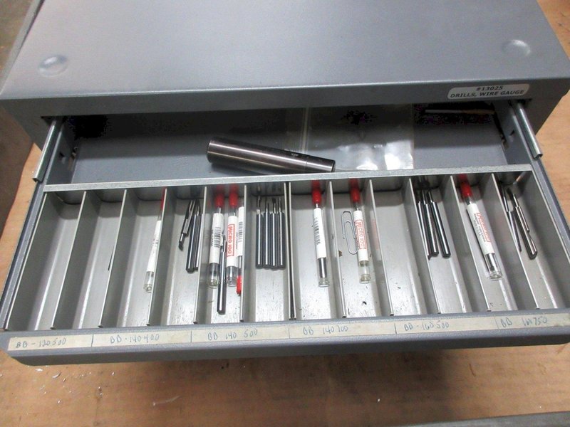 Huot 5 Drawer Drill Index with Contents of Small Solid Carbide Boring Bars, Many are New- Auction Item