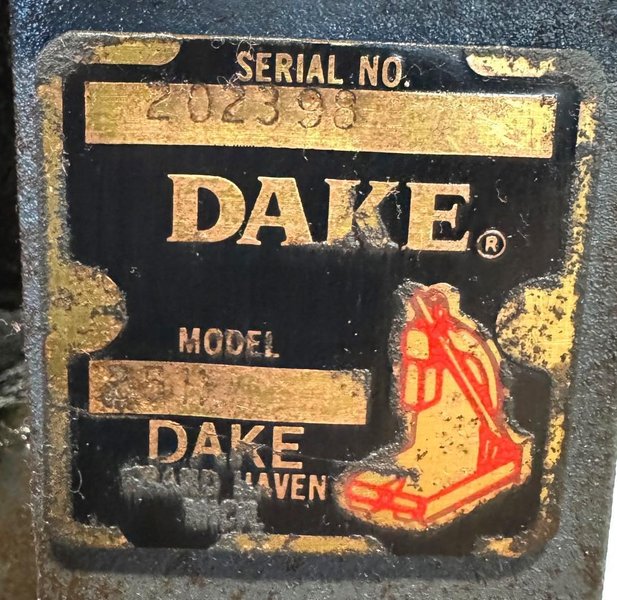 25 Ton Dake H-Frame Hydraulic Press 25H, Hand, 33&quot; Between Uprights, Clean