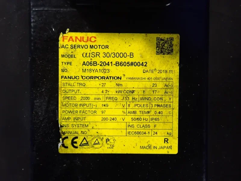 Fanuc  4.3 Kw Servo Motor  - Ai Sr30/3000-b / A06b-2041-b605#0042