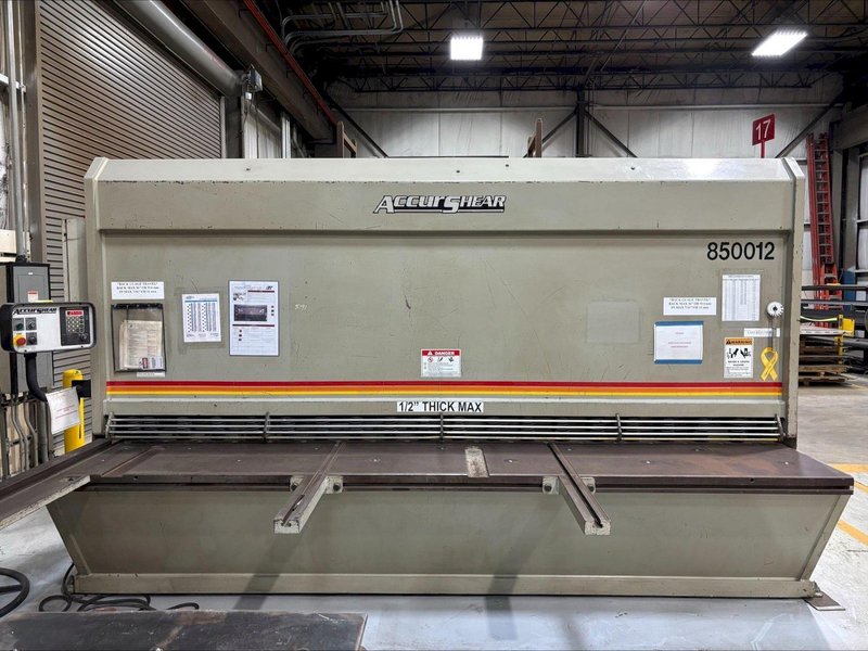 12' x 1/2" ACCURSHEAR MODEL #850012 HYDRAULIC POWER SHEAR WITH BACK GAUGE 2001 : YOBRO 25449