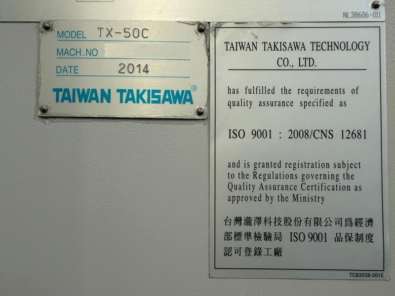 Takisawa TX-50C CNC Turning Center – 12″ Chuck, 5″ Big Bore Lathe