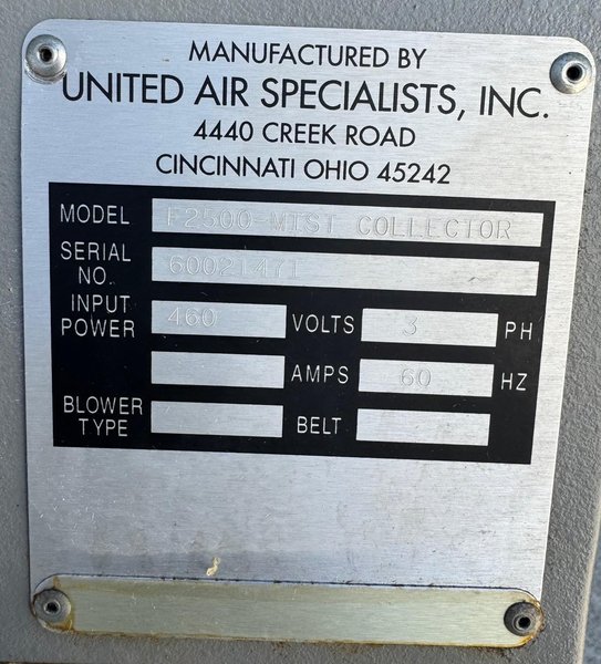 UAS/DUST-HOG Mist Collector F2500, 2500 CFM