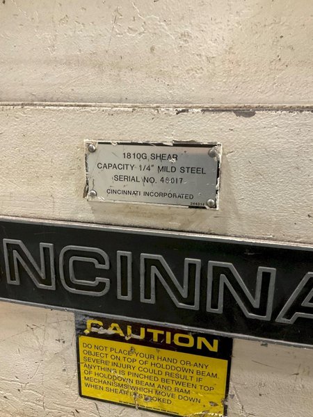 CINCINNATI 1810G SHEAR USED