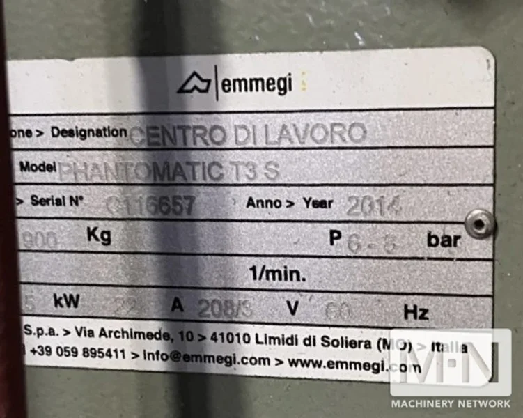 Emmegi Phantomatic T3 Star CNC Vertical Machining Center, 2014