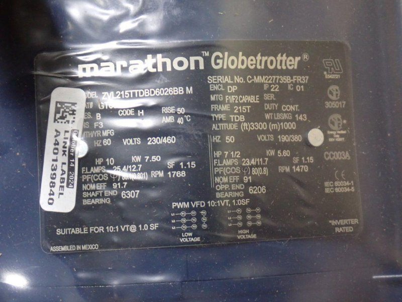 MARATHON MOTORS 10 HP MOTOR  -  215TTDBD6026