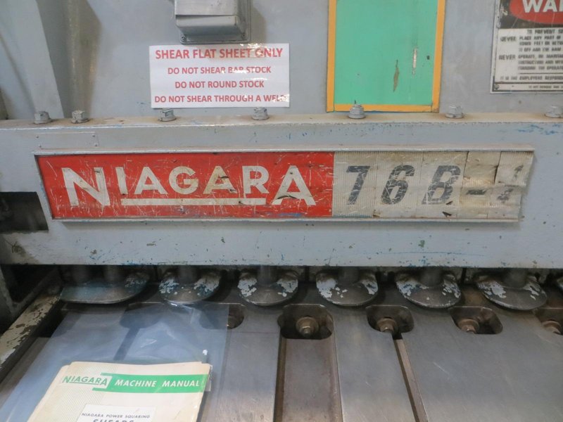 Niagara Model 76B 1/4 Power Squaring Shear with  5&#039; Squaring Arm and 2-Front Sheet Supports- Auction Item