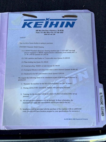 3 TANK FISA MODEL #3VST-350P ULTRASONIC PARTS BASKET TYPE CLEANING SYSTEM: STOCK #20623