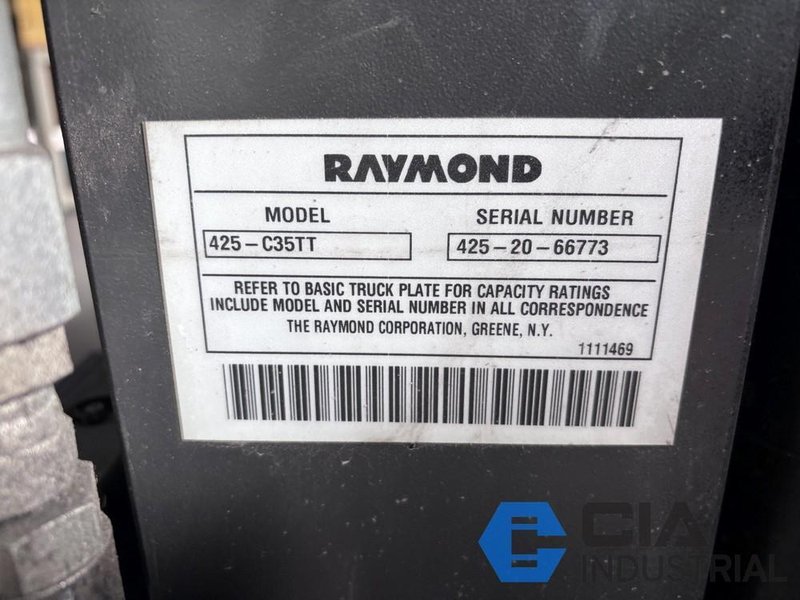 2020 - 3,500 LB. RAYMOND MODEL 425-C35TT STAND-UP ELECTRIC FORKLIFT