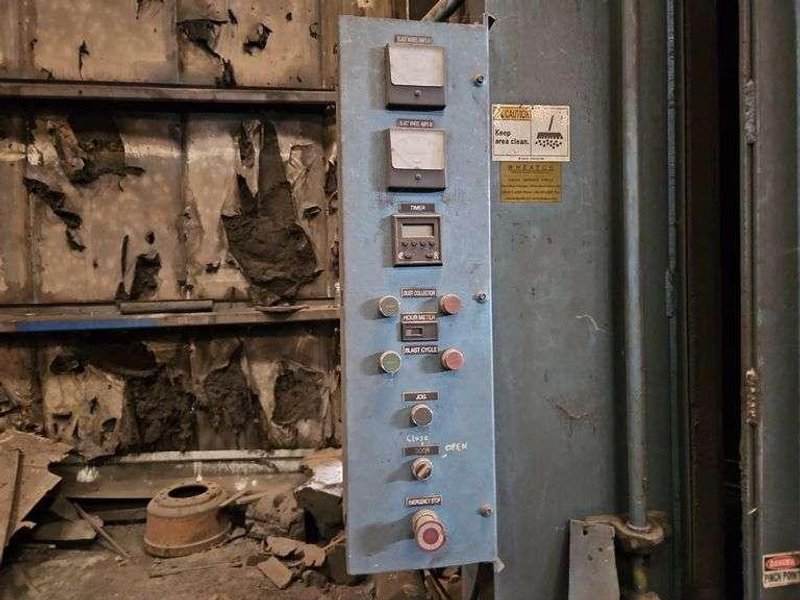 Viking 6&#039; swing table blast cleaning system with Micro Air cartridge dust collector, 2- direct drive shot wheels