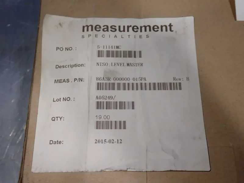 MEASUREMENT SPECIALTIES LEVEL MASTER SENSORS  -  86A3R-000000-015PA