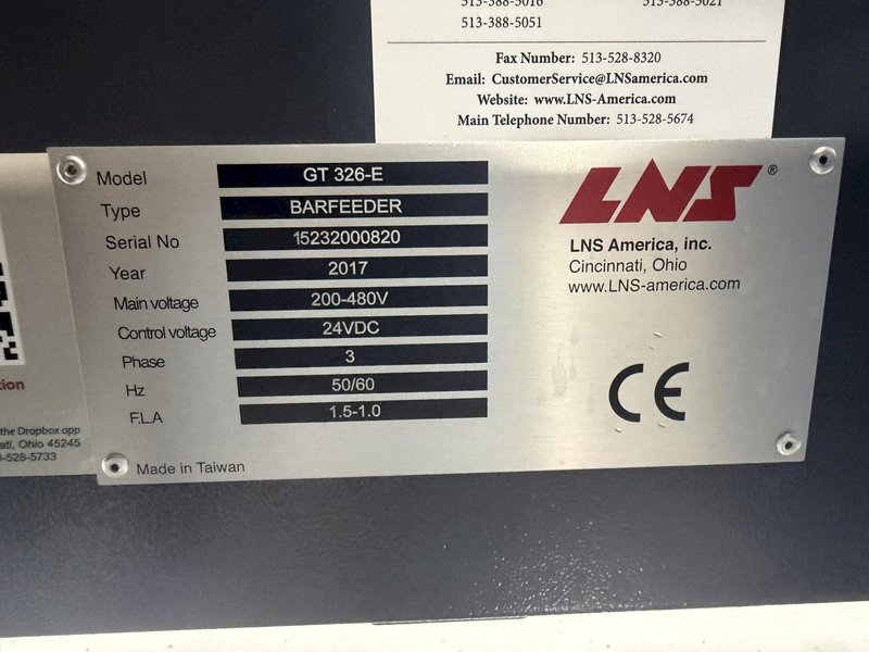 2017 6' LNS MODEL #GT326-E CNC BAR FEEDER : YOBRO 25108