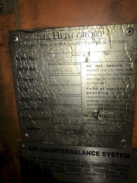 300 TON HEIM MODEL S2-300 SSDC PRESS: STOCK #70585