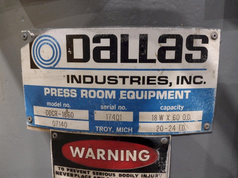 6,000 LBS X 18&quot; DALLAS MODEL #DDCR-1860 PULL OFF DOUBLE END COIL REEL UNCOILER: STOCK #22331
