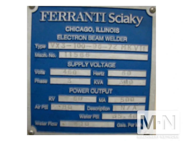 Sciaky Electron Beam Welding System 112”x102”x66”