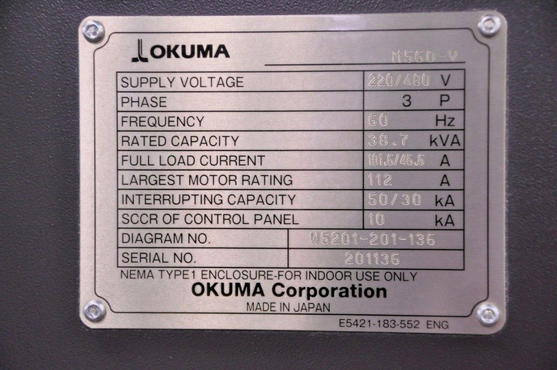 2017 Okuma Genos M560-V CNC Vertical Machining Center For Sale