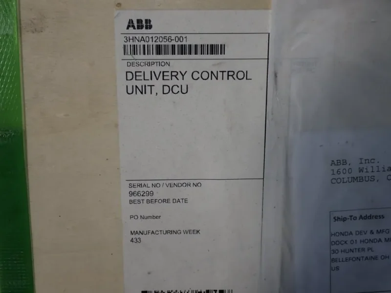 ABB DELIVERY CONTROL UNIT  -  3HNA012056-001