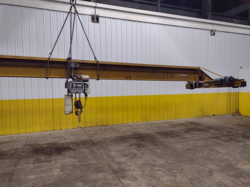 3 / 5 TON X 30' NORTH AMERICAN SINGLE GIRDER TOP RUNNING OVERHEAD BRIDGE CRANE &amp; COFFING HOIST: YOBRO #25275