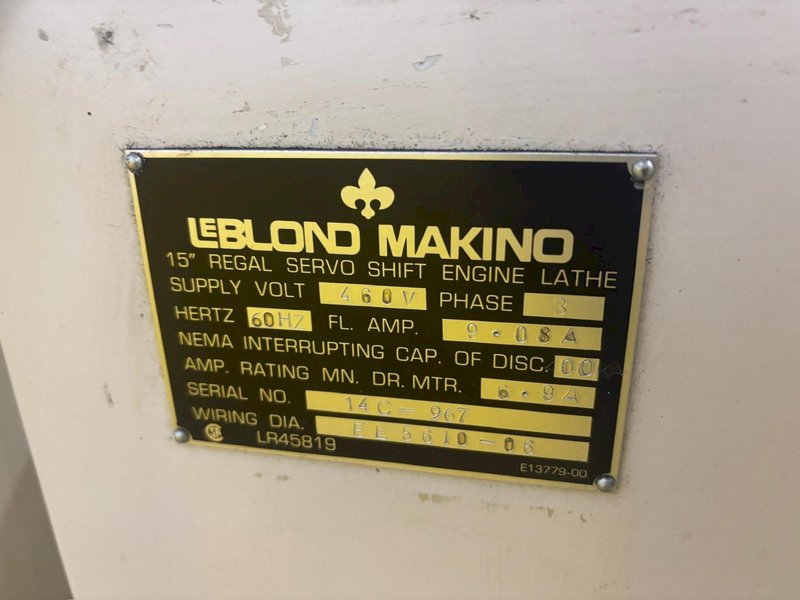 15&quot; X 54&quot; LEBLOND MAKINO MODEL #14C REGAL 15 SERVO SHIFT ENGINE LATHE W/ METRIC: YOBRO #24405