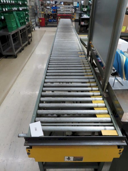 Hytrol 22" x 25' Powered Roller Conveyor System with Foot Pedal, (2) 10' Sections and (1) 5' Section- Auction Item