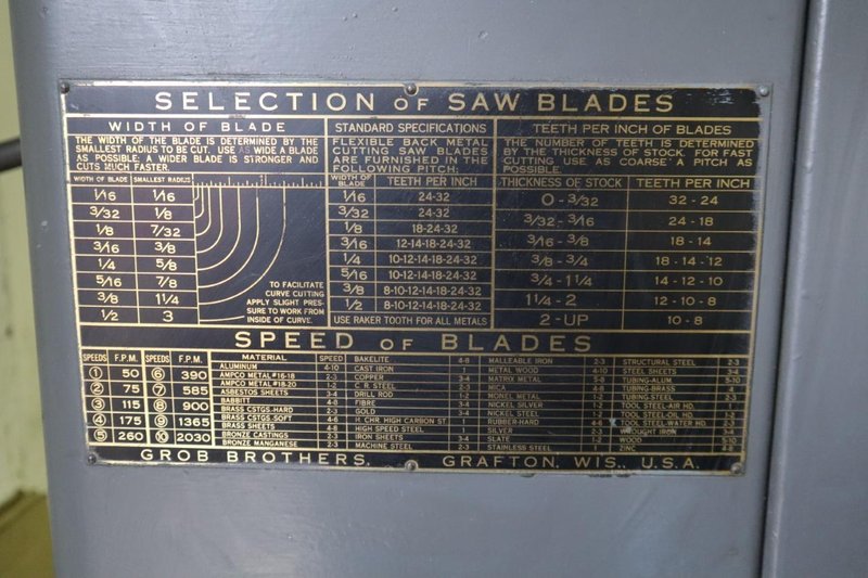 Grob NS18 Vertical Band Saw with Blade Welder and Grinder- Auction Item