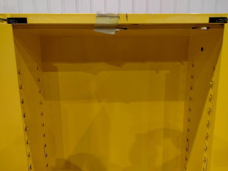 45 GALLON X 2 DOOR EAGLE FLAMMABLE MATERIALS MODEL #4510X STORAGE CABINET, 43” X 18” X 65” HIGH: YOBRO  #22012