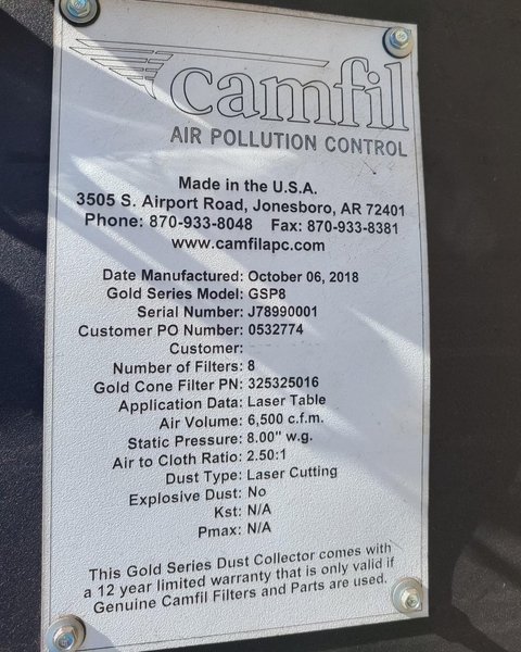 Camfil GSP 8 Gold Series X-Flow Dust Collector