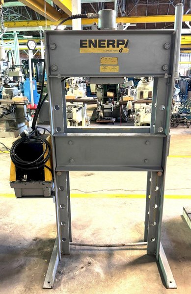50 Ton Enerpac H-Frame Hydraulic Press, 28" B.H., Adj. Bed, 1.5 HP, 1 Phase