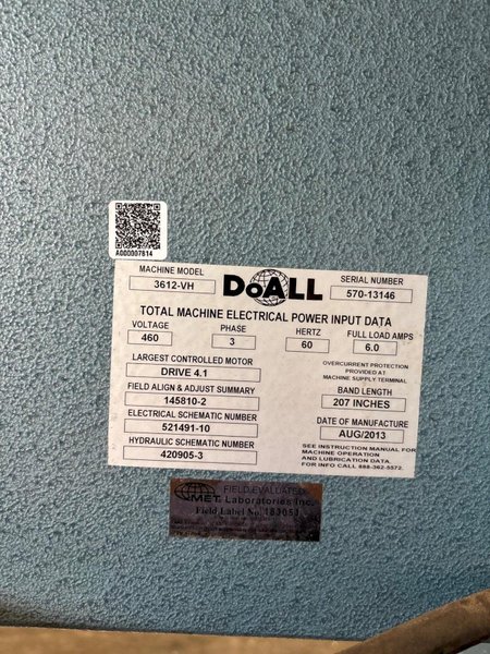 DoAll Vertical Contour Band Saw, 3612-VH