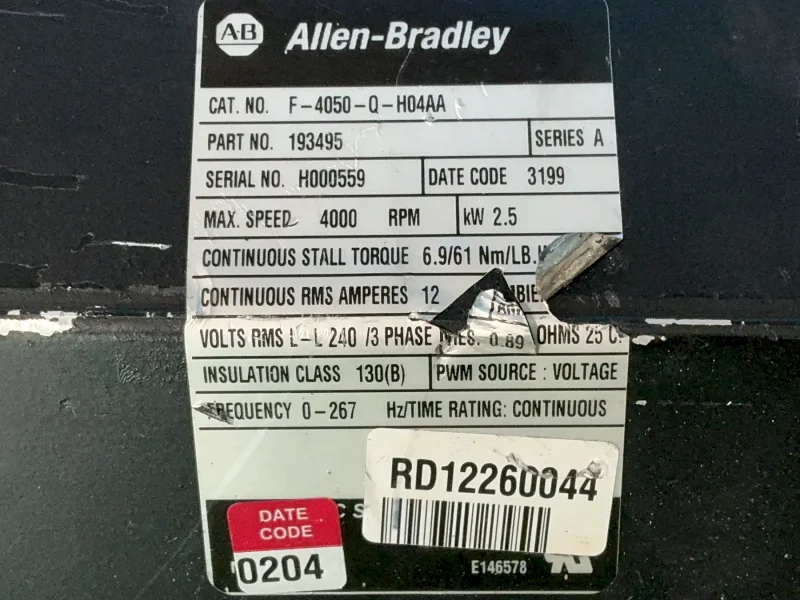 ALLEN-BRADLEY SERVO MOTOR  -  F-4050-Q-H04AA
