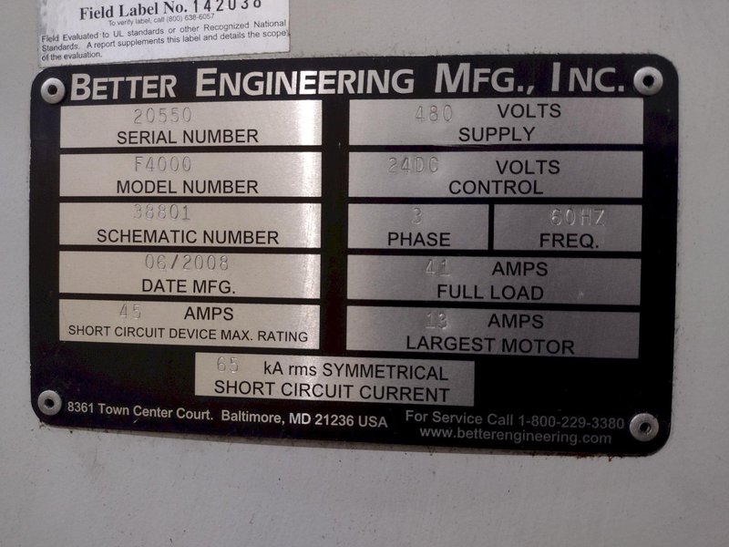 40&quot; X 60&quot; BETTER ENGINEERING MODEL #F4000-LXP ROTARY TABLE PARTS WASHER: YOBRO #24041