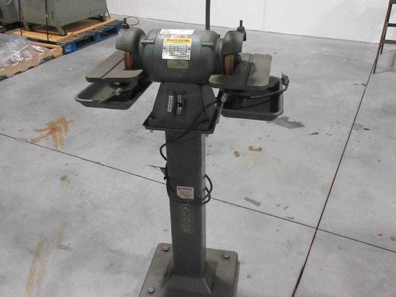 Baldor Double Tool Grinder On Pedestal Stand 6" Cupper Wheels, Tilting Work Tables w/ Drip Pans &amp; Work Light- Auction Item