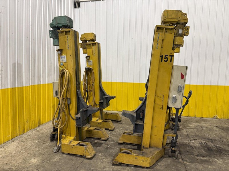 (4) 15 TON SEFAC MODEL #M120BF2000 MOBILE RAIL CAR / LOCOMOTIVE JACK LIFTS, 120,000 LBS TOTAL: YOBRO #23868