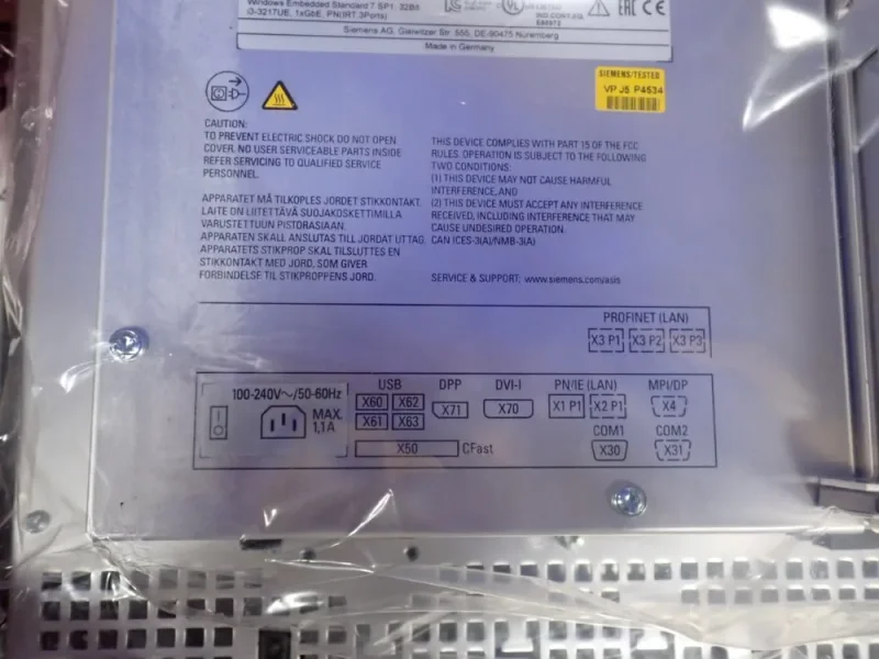 SIEMENS 15" CONTROL PANEL  -  SIMATIC IPC477D