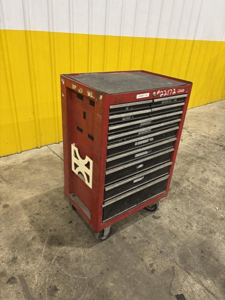 9 DRAWER X 27" X 18" RED TOOL BOX PARTS CABINET: STOCK  #22172