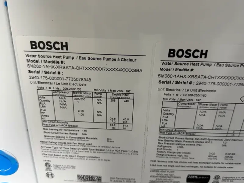 Bosch Water Source Heat Pump - Sm060-1ahx-xrsata-chtx