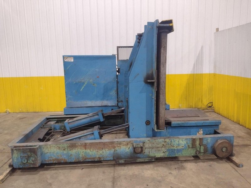 20,000 LBS BRANER HYDRAULIC COIL UPENDER WITH POWER FEED CONVEYOR: YOBRO #25238