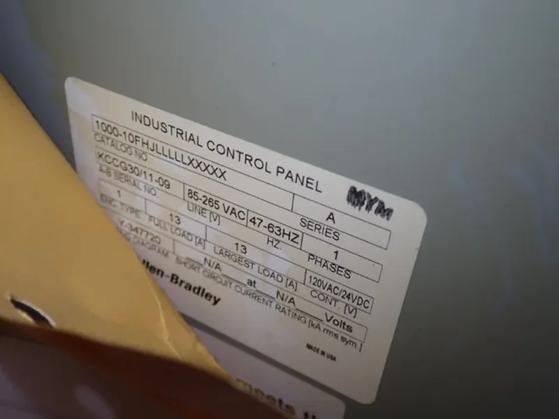 Allen Bradley Control Panel - 1000-10fhjlllllxxxxx