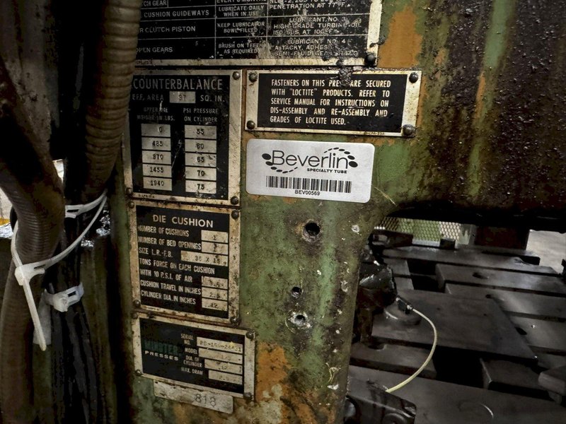100 TON MINSTER P2-100-42 PIECE MAKER STRAIGHT SIDE HIGH SPEED PRESS. STOCK # 0883325