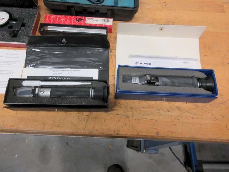 Starrett Saw Tension Guage and Blade Alignment Tool, SPI Digital Tachometer, (2) Handheld Refractometers- Auction Item