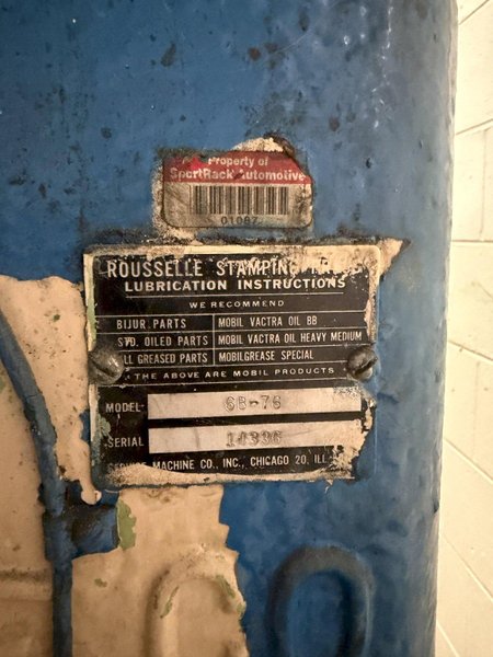 60 TON ROUSSELLE 6B-76 STRAIGHT SIDE DOUBLE CRANK PRESS. STOCK # 0759326