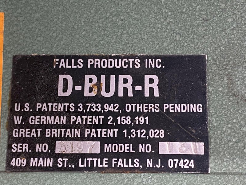 1/4&quot; FALLS PRODUCTS MODEL #131 D-BUR-R EDGER EDGE DEBUR: STOCK #19722
